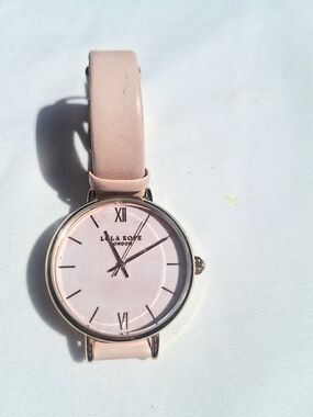 Lola Rose Womens 38mm Pink Marble Rose Gold Tone Leather Band